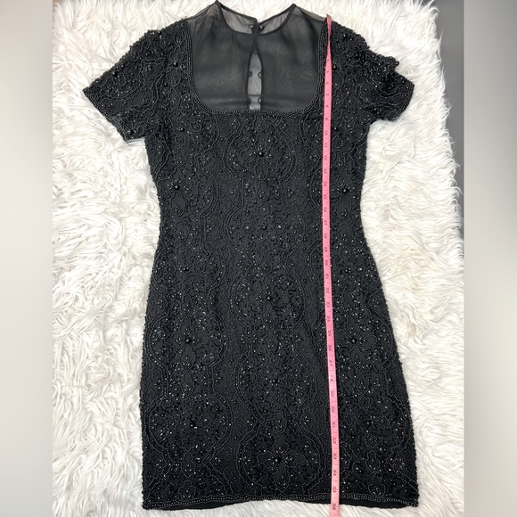 Oleg Cassini Black Tie Vintage‎ Mesh and Beaded Black Evening Mini Dress Size 8 - Picture 8 of 8